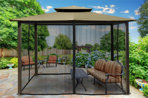 Paragon Outdoor Barcelona 10x12 Gazebo with Sand Top & Mosquito Netting