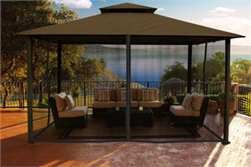 Paragon Outdoor Kingsbury 11x14 Gazebo with Cocoa Top & Mosquito Netting