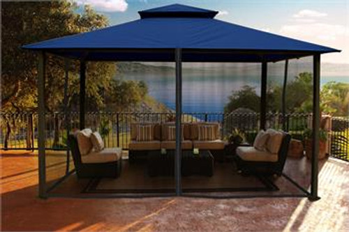 Paragon Outdoor Kingsbury 11x14 Gazebo with Navy Top & Mosquito Netting
