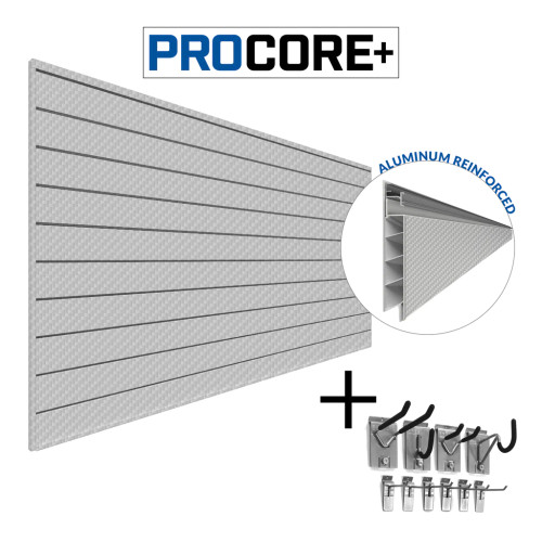 Proslat PROCORE+ Silver Gray Carbon fiber PVC Slatwall Mini Bundle