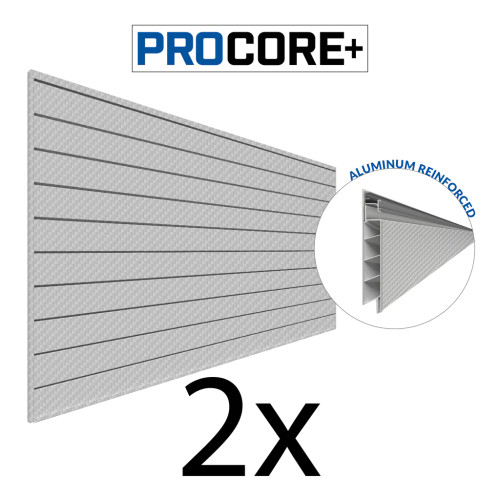Proslat PROCORE+ Silver Gray Carbon fiber PVC Slatwall (2 Pack) 64 sq ft