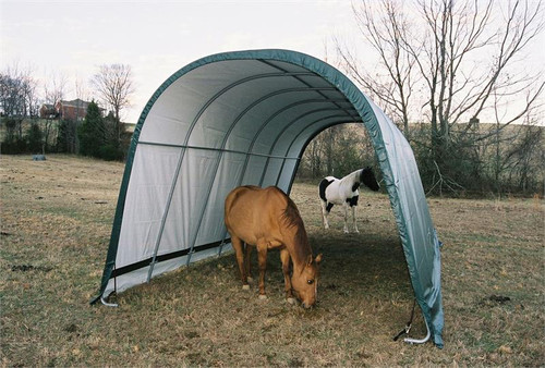 ShelterLogic 12 x 24 x 10 Round Style Run-In Shelter - Green Cover