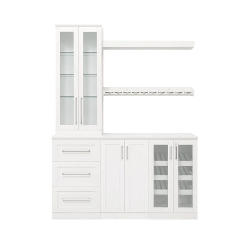 NewAge Home Bar White 7-Piece Cabinet Set - 21"