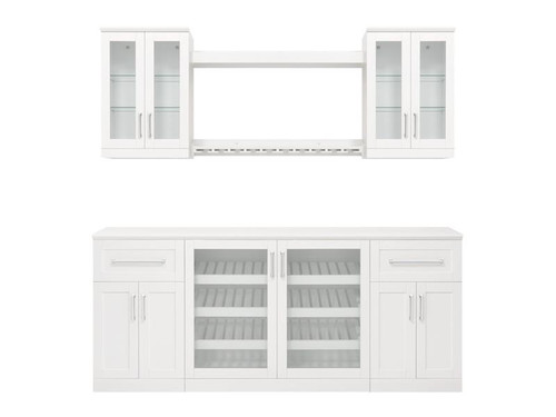 NewAge Home Bar White 8 Piece Cabinet Set - 21"