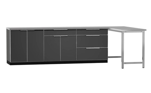 NewAge Aluminum Slate 184"W x 24"D Outdoor Kitchen Set w/Countertops