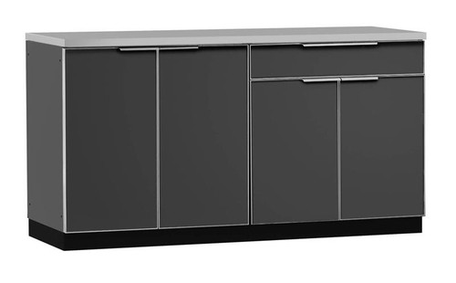 NewAge Aluminum Slate 64"W x 24"D Outdoor Kitchen Set w/Countertop
