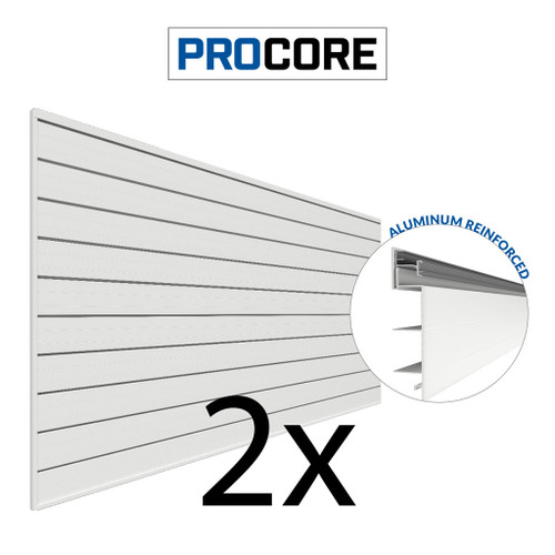 Proslat 8 ft. x 4 ft. PROCORE PVC Slatwall (2 Pack) 64 sq ft