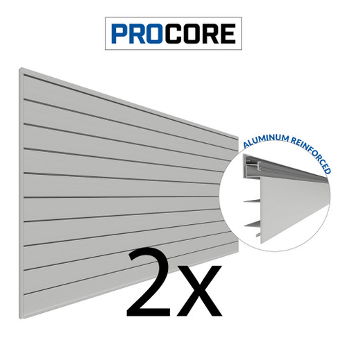 Proslat 8 ft. x 4 ft. PROCORE PVC Slatwall (2 Pack) 64 sq ft - Gray