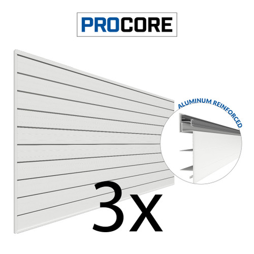Proslat 8 ft. x 4 ft. PROCORE PVC Slatwall (3 Pack) 96 sq ft