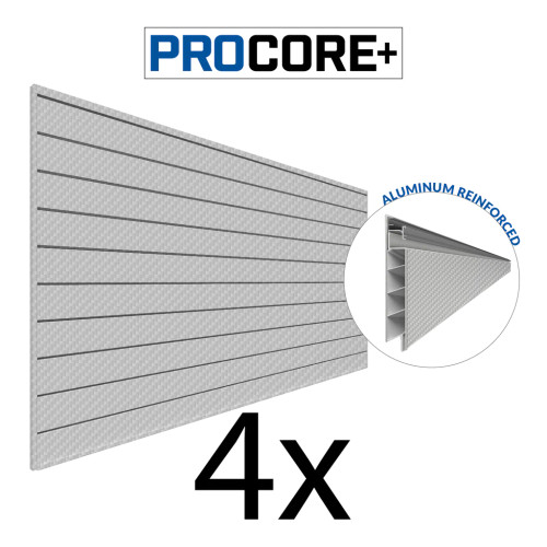 Proslat PROCORE+ Silver Gray Carbon fiber PVC Slatwall (4 Pack) 128 sq ft