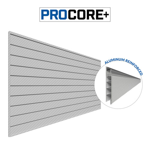 Proslat PROCORE+ Silver Gray Carbon fiber PVC Slatwall 8 ft. x 4 ft.