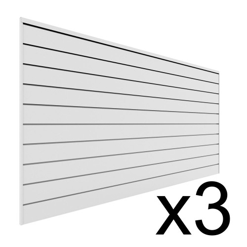 Proslat Garage Storage PVC Slatwall 3 pack 96 sq ft - White