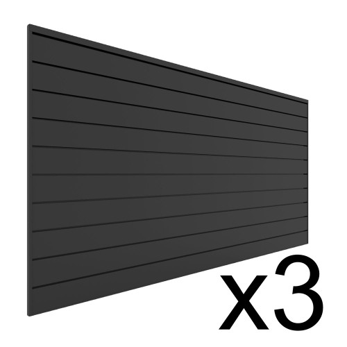 Proslat Garage Storage PVC Slatwall 3 pack 96 sq ft - Charcoal