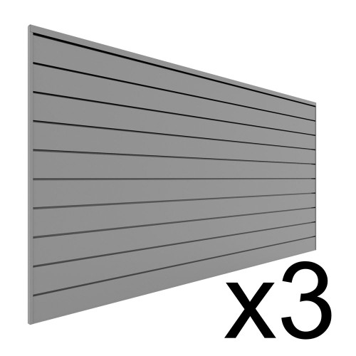 Proslat Garage Storage PVC Slatwall 3 pack 96 sq ft - Light Gray