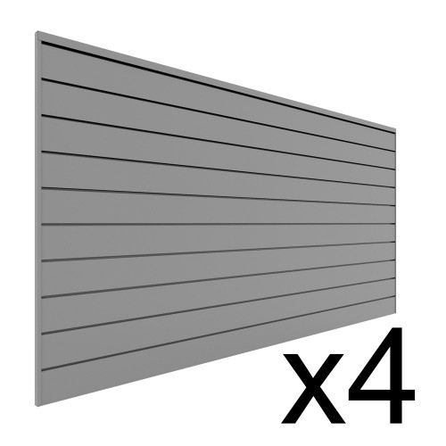 Proslat Garage Storage PVC Slatwall 4 pack 128 sq ft - Light Gray