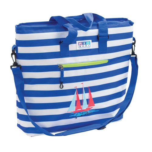 RIO Gear Deluxe Insulated Tote Bag with Bottle Opener - Blue Stripe