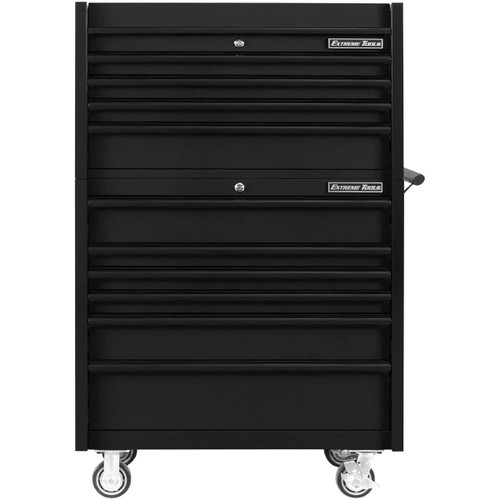 Extreme Tools 41" DX Series 4-Drawer Top Chest and 6-Drawer 25" Deep Roller Combo - Matte Black w/Black drawer pulls