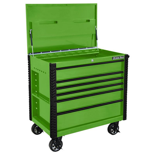 Extreme Tools EX Series 41" 6 Drawer Tool Cart with Bumpers - Green w/Black Drawer Pulls
