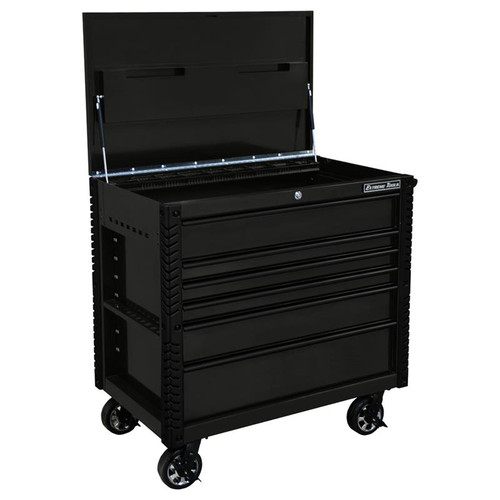 Extreme Tools EX Series 41" 6 Drawer Tool Cart with Bumpers - Matte Black w/Black Drawer Pulls
