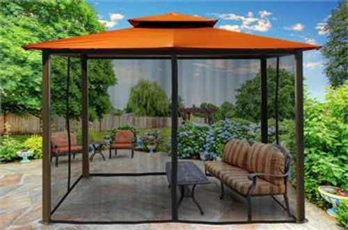 Paragon Outdoor Barcelona 10x12 Gazebo with Rust Top & Mosquito Netting