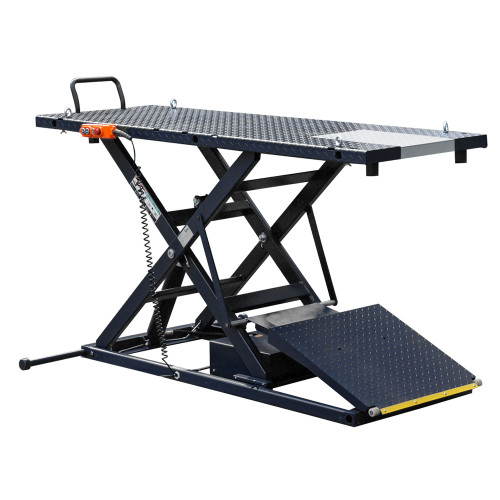iDEAL M-2200IEH-XR Elec-Hydra Motorcycle Lift Bench w/Integrated Motor & Retractable Ramp - Black Edition