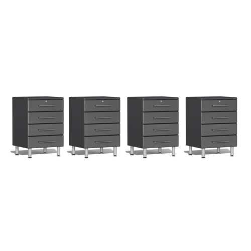 Ulti-MATE Garage 2.0 Series Grey Metallic 4-Piece 4-Drawer Base Cabinet Set