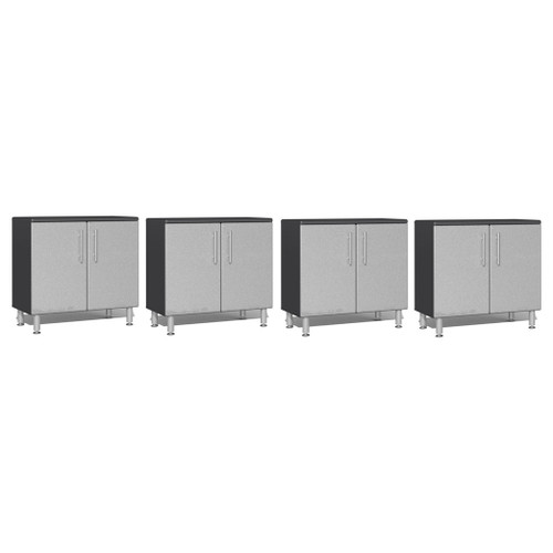 Ulti-MATE Garage 2.0 Series Silver Metallic 4-Piece Oversized 2-Door Base Cabinet Set