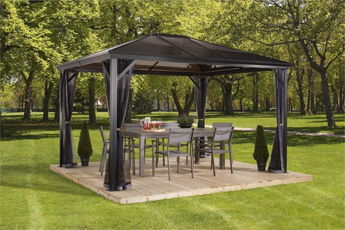 Sojag Verona 10x12 Hard Top Gazebo with Polycarbonate Roof & Mosquito Netting